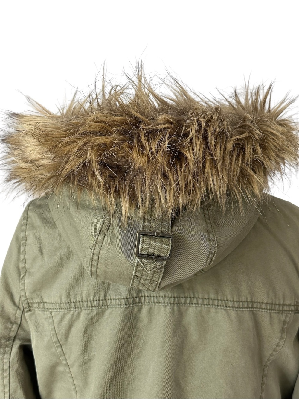 Abercrombie & Fitch Women’s Y2K Sherpa Lined Military Parka Fur Trim Hood Medium - Picture 7 of 16